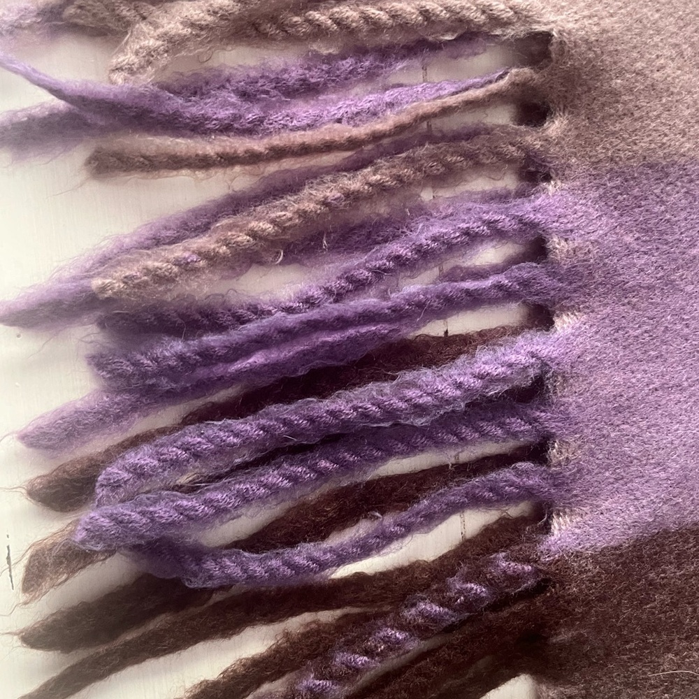 House of Tweed Purple and Brown Fringe Scarf Scotland